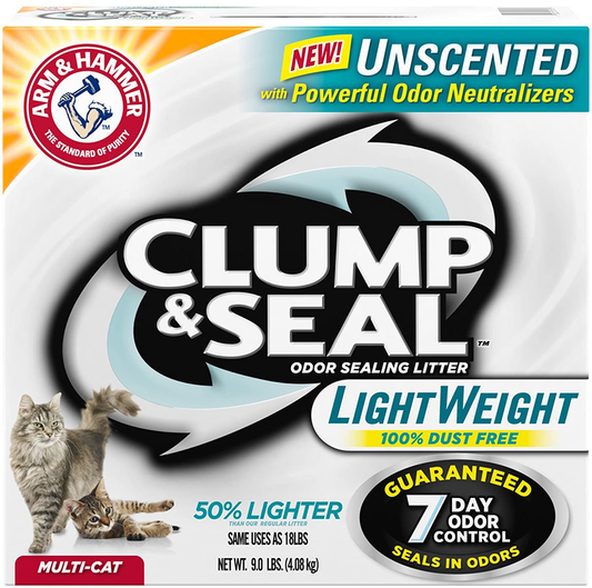 Arm & Hammer Clump & Seal Lightweight Unscented Clumping Cat Litter, 9 Lbs. Animals & Pet Supplies > Pet Supplies > Cat Supplies > Cat Litter Arm & Hammer   