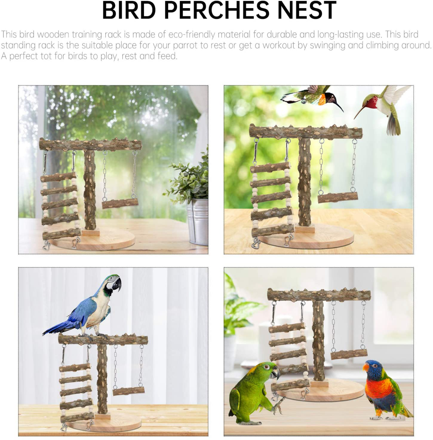 Balacoo Pet Play Stand for Birds-Parrot Playstand Bird Play Stand Wood Perch Gym Playpen Ladder Exercise Play Animals & Pet Supplies > Pet Supplies > Bird Supplies > Bird Gyms & Playstands balacoo   