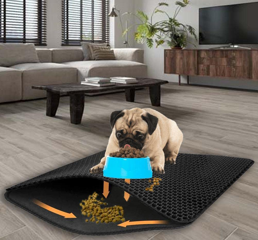 Two-Layer Pet Dog Cat Animal Litter Mat, Honeycomb Double-Layer Waterproof Urine Proof Material, Easy Clean Control for Cats and Dogs Pet Dog Mats Cat Litter Mat Litter Trapping Mat,30X30Cm (Black) Animals & Pet Supplies > Pet Supplies > Cat Supplies > Cat Litter Box Mats CatLitter   