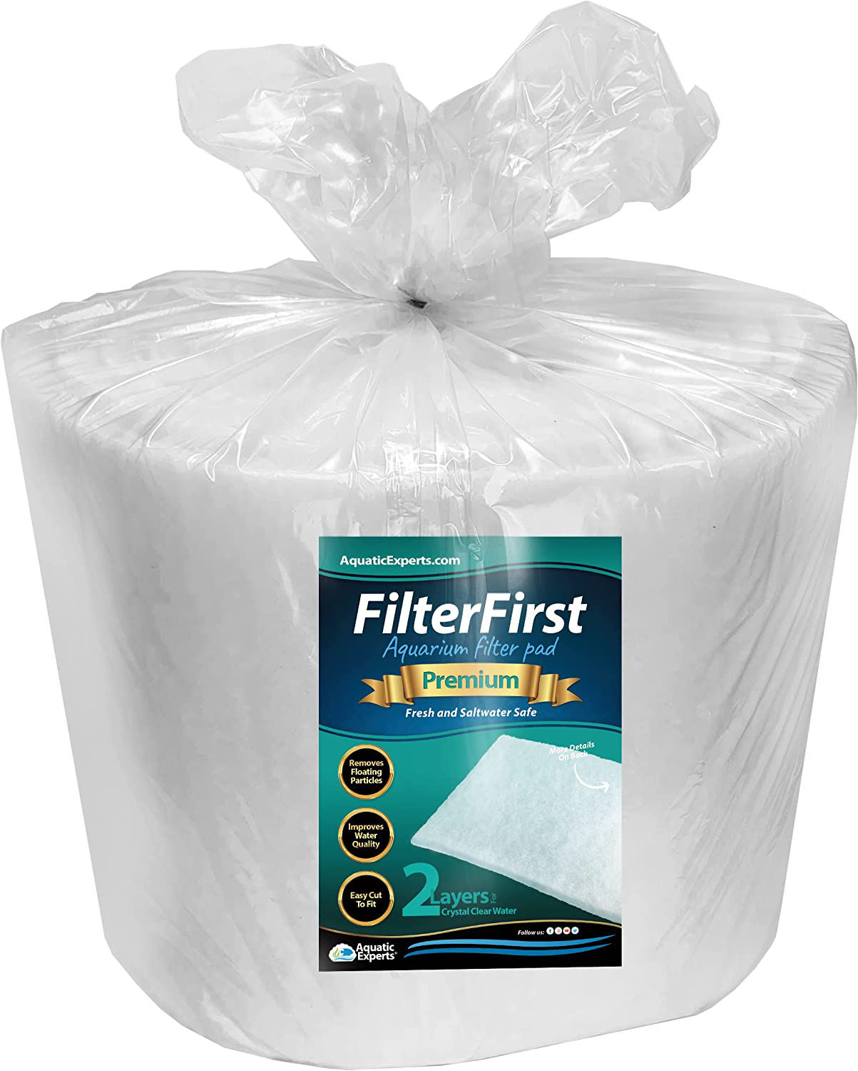 FilterFirst Aquarium Filter Pad Media Roll Crystal Clear Water, 12'' by  72'' x .75'' 