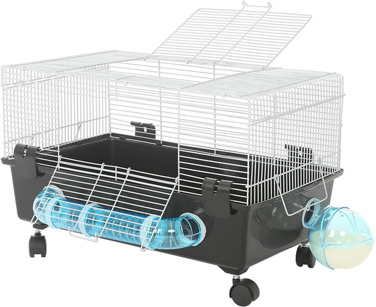 AOCZZ Hamster Cages Large, Rolling Hamster Cages and Habitats for Syrian Rat Mouse Large Living Space with Tube Bathroom Animals & Pet Supplies > Pet Supplies > Small Animal Supplies > Small Animal Habitats & Cages AOCZZ 8.BLACK-23.6 x 14.4 x 14.9"  