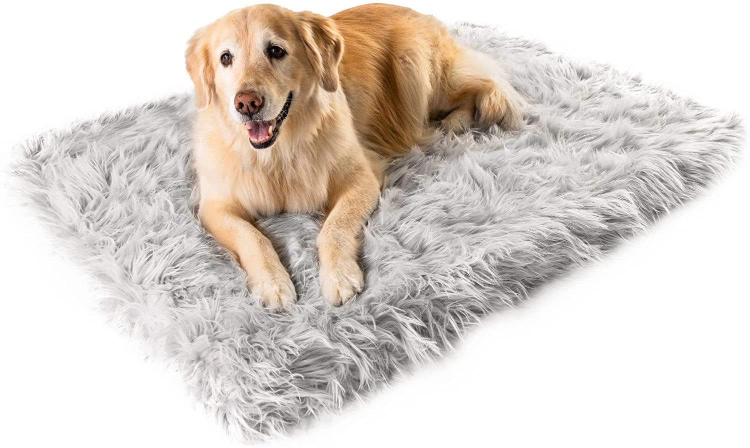 Treat a Dog Puprug Faux Fur Memory Foam Orthopedic Dog Bed, Premium Memory Foam Base, Ultra-Soft Faux Fur Cover, Modern and Attractive Design (Multiple Sizes & Styles) Animals & Pet Supplies > Pet Supplies > Dog Supplies > Dog Beds PAW BRANDS Rectangle Gray Rectangle Giant