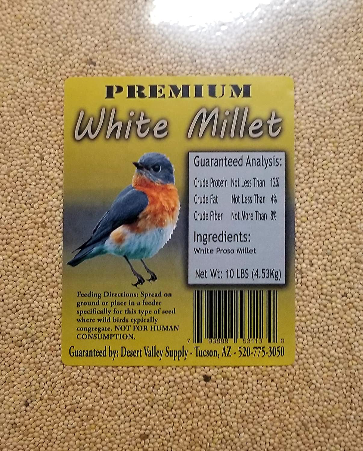 Desert Valley Supply Premium White Millet Proso Seeds - Wild Bird Food- Cardinal - Finch & More (10-Pounds) Animals & Pet Supplies > Pet Supplies > Bird Supplies > Bird Food Desert Valley Supply   