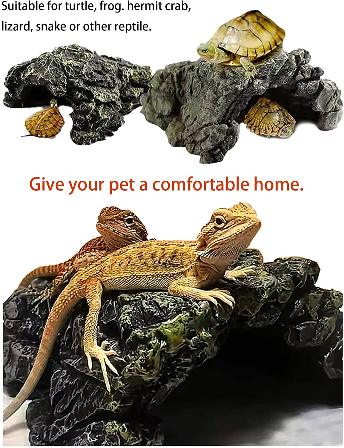 Bigwelly Reptile Habitat, Turtle Hideout,Water Tank Decoration for Fish, Reptiles, Amphibians,Frogs, Snakes,Lizards ,Shrimps, Spiders & Small Animals Animals & Pet Supplies > Pet Supplies > Reptile & Amphibian Supplies > Reptile & Amphibian Habitat Accessories Bigwelly   