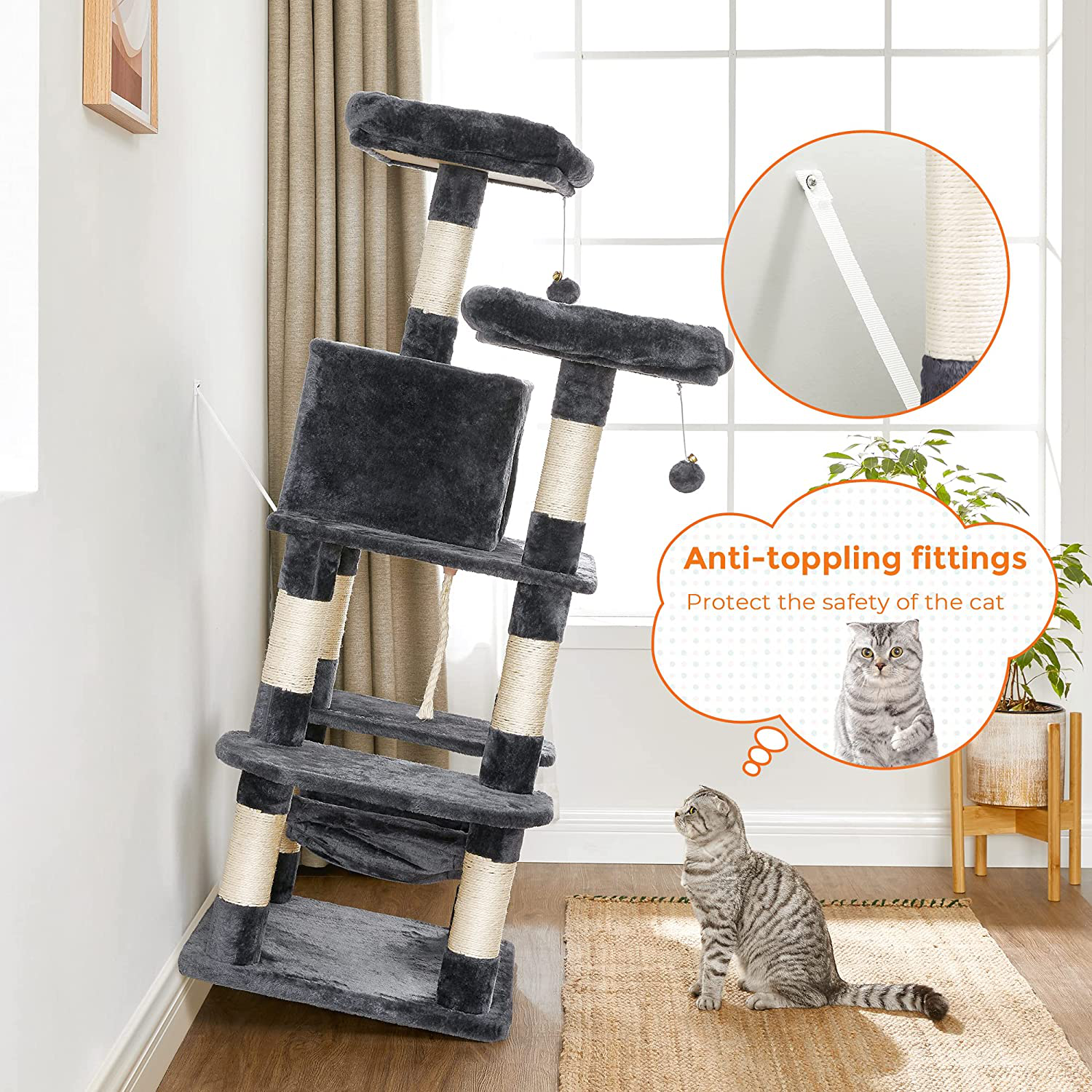 FEANDREA Multi-Level Cat Tree for Big Cats, Stable Cat Tower Animals & Pet Supplies > Pet Supplies > Cat Supplies > Cat Furniture FEANDREA   