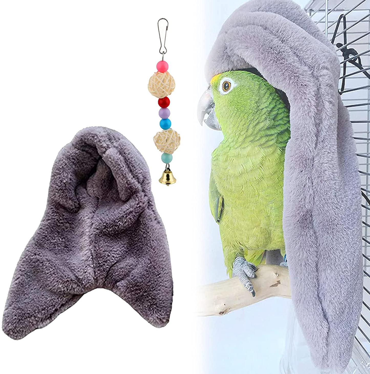 KOXHOX Comfort Corner Fleece Bird Blanket,Cuddle Nest Hanging Toy,Parrot Cage Snuggle Hut Warm Plush Bedding,Small Animals Shelter Plush Bedding for Parakeet Cockatiel Pigeon Animals & Pet Supplies > Pet Supplies > Bird Supplies > Bird Toys KOXHOX gray Small 