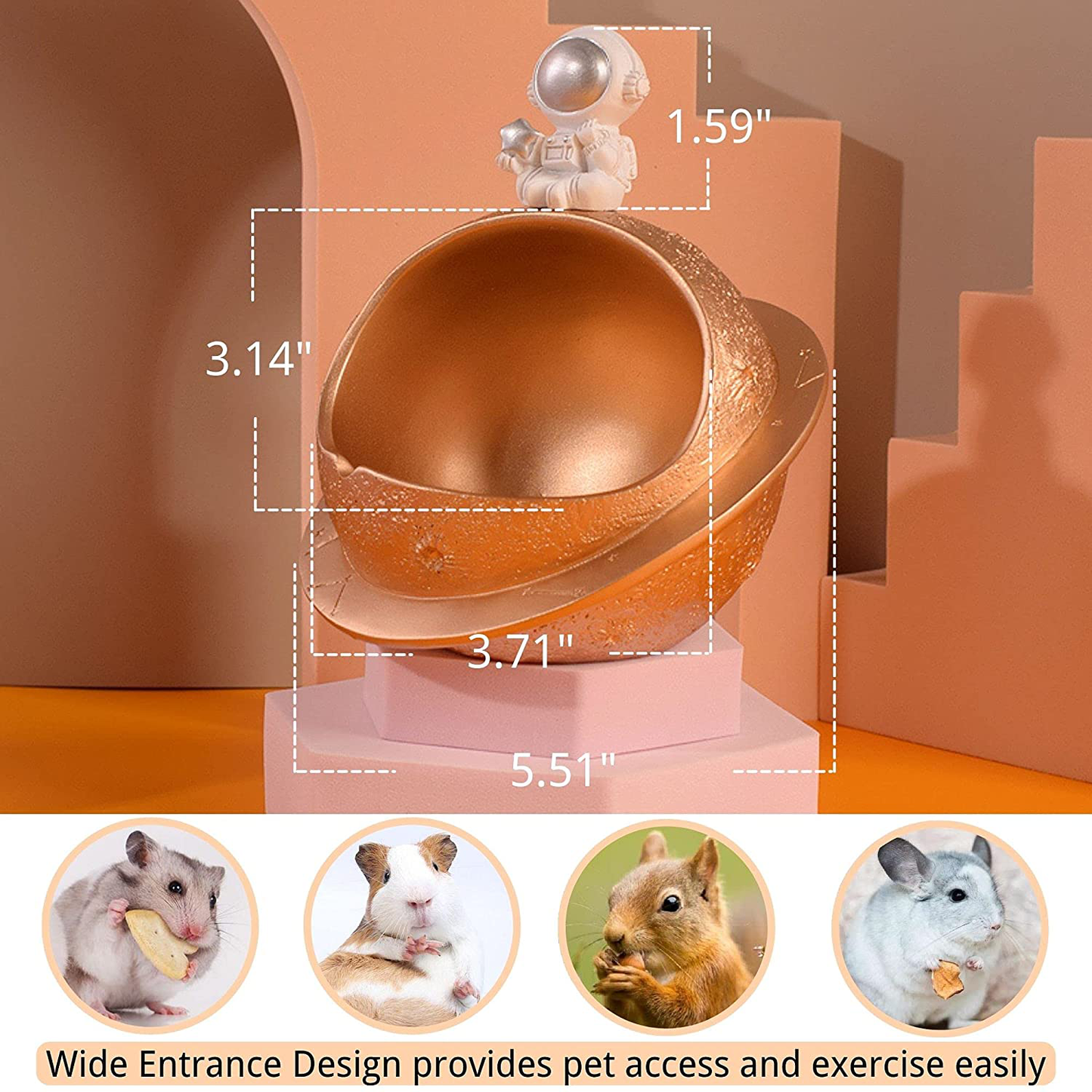 Janyoo Hamster Hideout,Rathut Dwarf Hamster House Bed Chinchilla for Gerbils Mice Small Animal Cage Habitat Decor Resin Room
