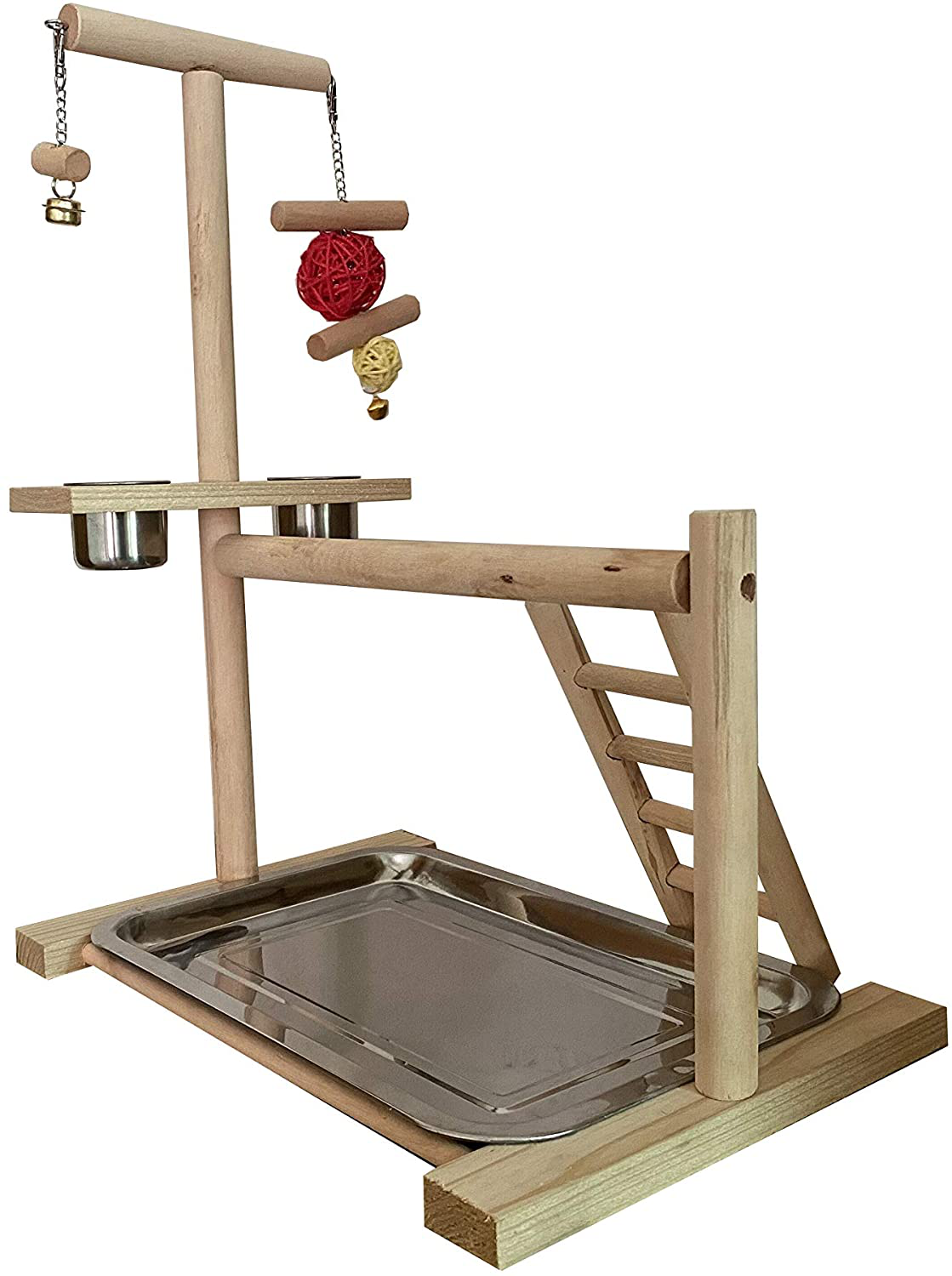 NAPURAL Wyunpets Bird Playground Birdcage Playstand Parrot Play Gym Parakeet Cage Decor Budgie Perch Stand with Feeder Seed Cups Ladder Chew Toys Conure Macaw Cockatiel Finch Small Animals Animals & Pet Supplies > Pet Supplies > Bird Supplies > Bird Gyms & Playstands NAPURAL   