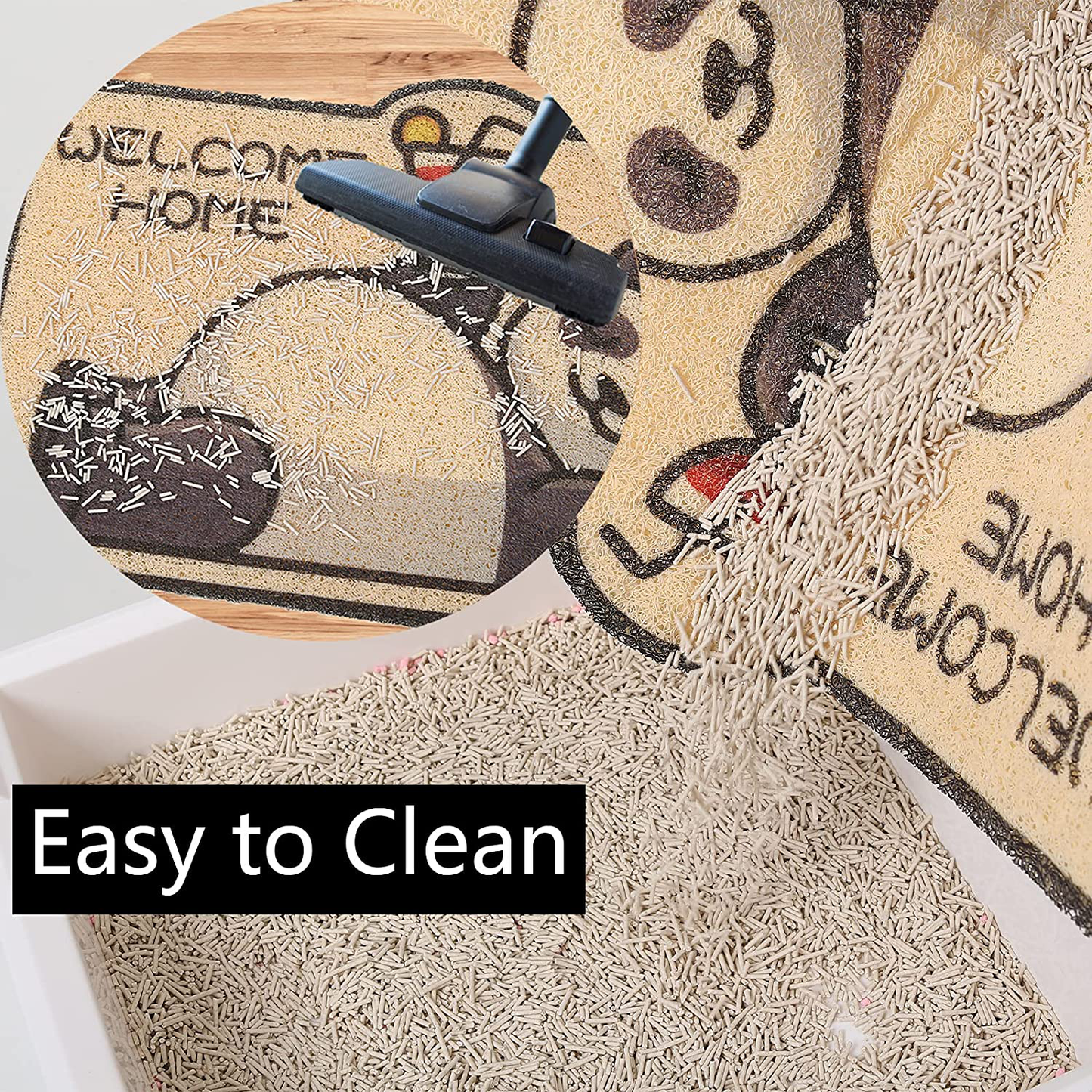 Peteizi Cat Litter Mat Trap, Pet Food Catching Placemat, Super Cute Easy to Clean 24"×16" Large Durable for Cats and Dogs Animals & Pet Supplies > Pet Supplies > Cat Supplies > Cat Litter Box Mats PetEiZi   