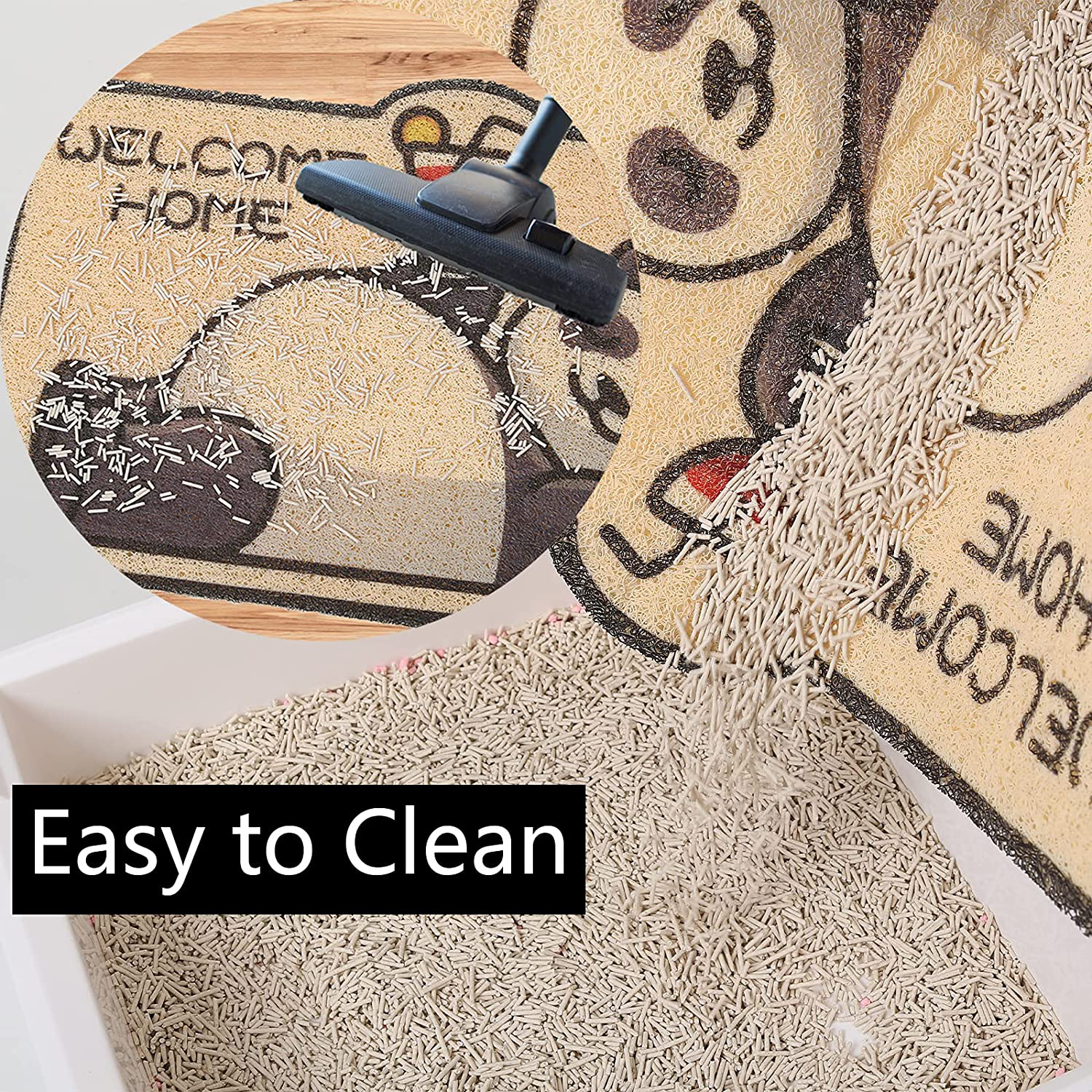 Peteizi Cat Litter Mat Trap, Pet Food Catching Placemat, Super Cute Easy to Clean 24"×16" Large Durable for Cats and Dogs Animals & Pet Supplies > Pet Supplies > Cat Supplies > Cat Litter Box Mats PetEiZi   