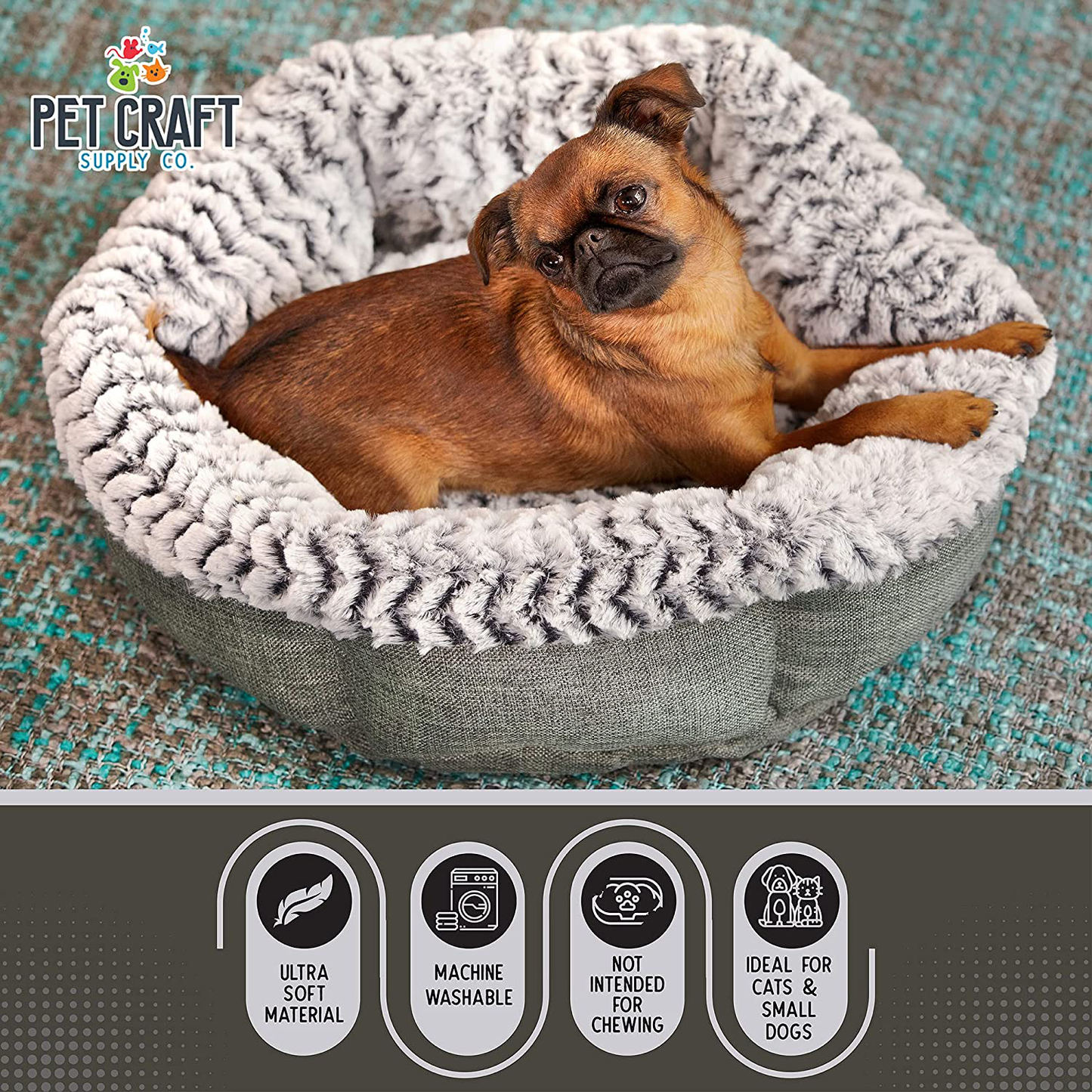 Pet Craft Supply Soho round Dog Bed for Small Dogs - Cat Bed for Indoor Cats | Ultra Soft Plush | Memory Foam | Machine Washable | Puppy Bed | Pet Bed | Calming Cat Bed | Calming Bed for Dogs Animals & Pet Supplies > Pet Supplies > Dog Supplies > Dog Beds Pet Craft Supply   