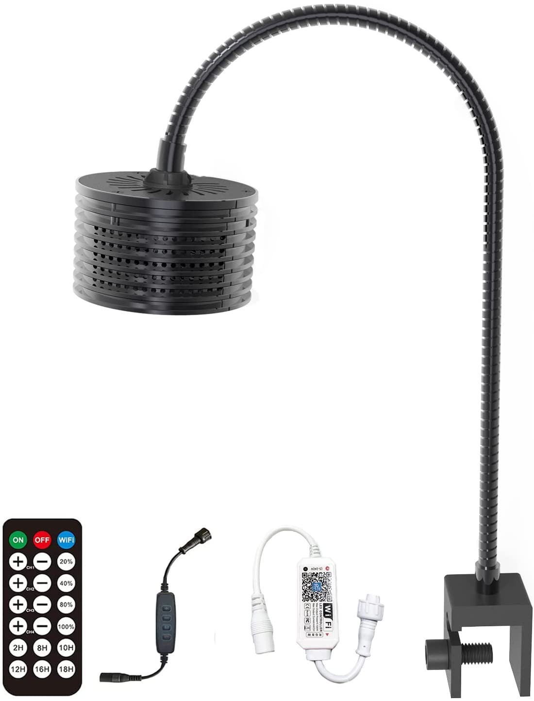 Lominie Aquarium Led Light, 4 Channels Wifi & RF Remote Dimmable 30W Fish Tank Light Pixie 30 with Bracket for Saltwater Fish and Reef Coral Tank (P30 30W Saltwater)