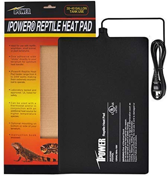 Ipower 8 by 12-Inch Reptile Heat Mat under Tank Heater Terrarium Heating Pad Ideal for Spider Snake Tarantula Hermit Crab Turtle, Black Animals & Pet Supplies > Pet Supplies > Reptile & Amphibian Supplies > Reptile & Amphibian Habitat Heating & Lighting iPower   