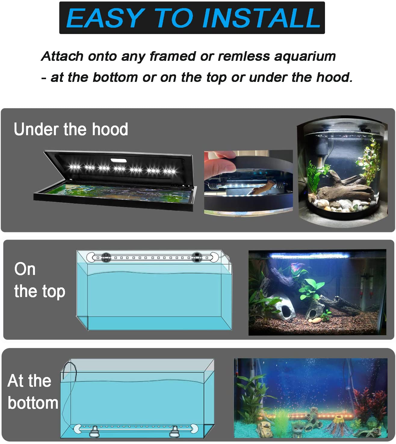 Mingdak 24/7 Submersible Aquarium Light for Fish Tank,Auto Turn On/Off Day/Night Cycle,3 Stage Timer for Timing,3 Lighting Mode,True 660Nm RED Leds,Brightness Adjust,39 Leds 15 Inch