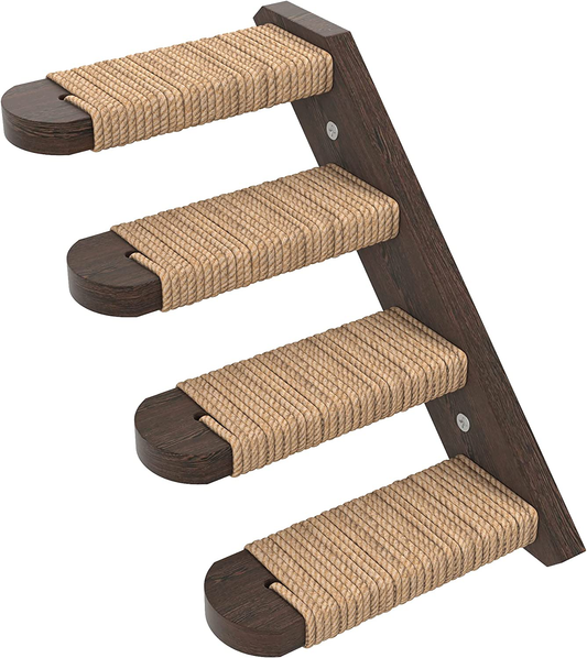 Skywin Cat Steps - Solid Rubber Wood Cat Stairs Great for Scratching and Climbing - Easy to Install Wall Mounted Cat Shelves for Playful Cats (Brown, Right to Left) Animals & Pet Supplies > Pet Supplies > Cat Supplies > Cat Furniture Skywin Brown Right-Left 