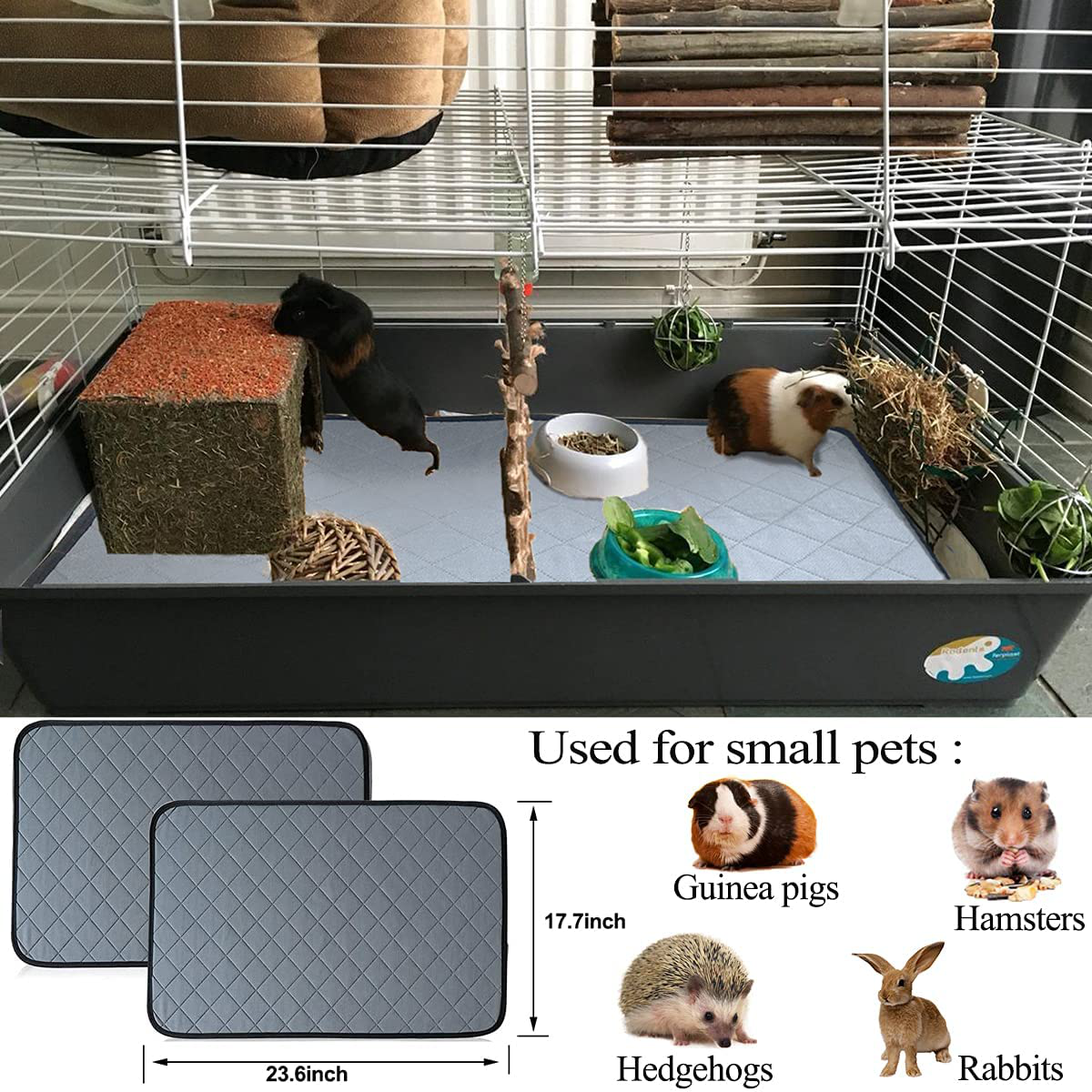 Bfuee Guinea Pig Cage Liners,Anti Slip Guinea Pig Bed&Waterproof Reusable,2 Pack Super Absorbent Guinea Pig Pee Pad for Small Animals,Washable Animals & Pet Supplies > Pet Supplies > Small Animal Supplies > Small Animal Bedding bfuee   