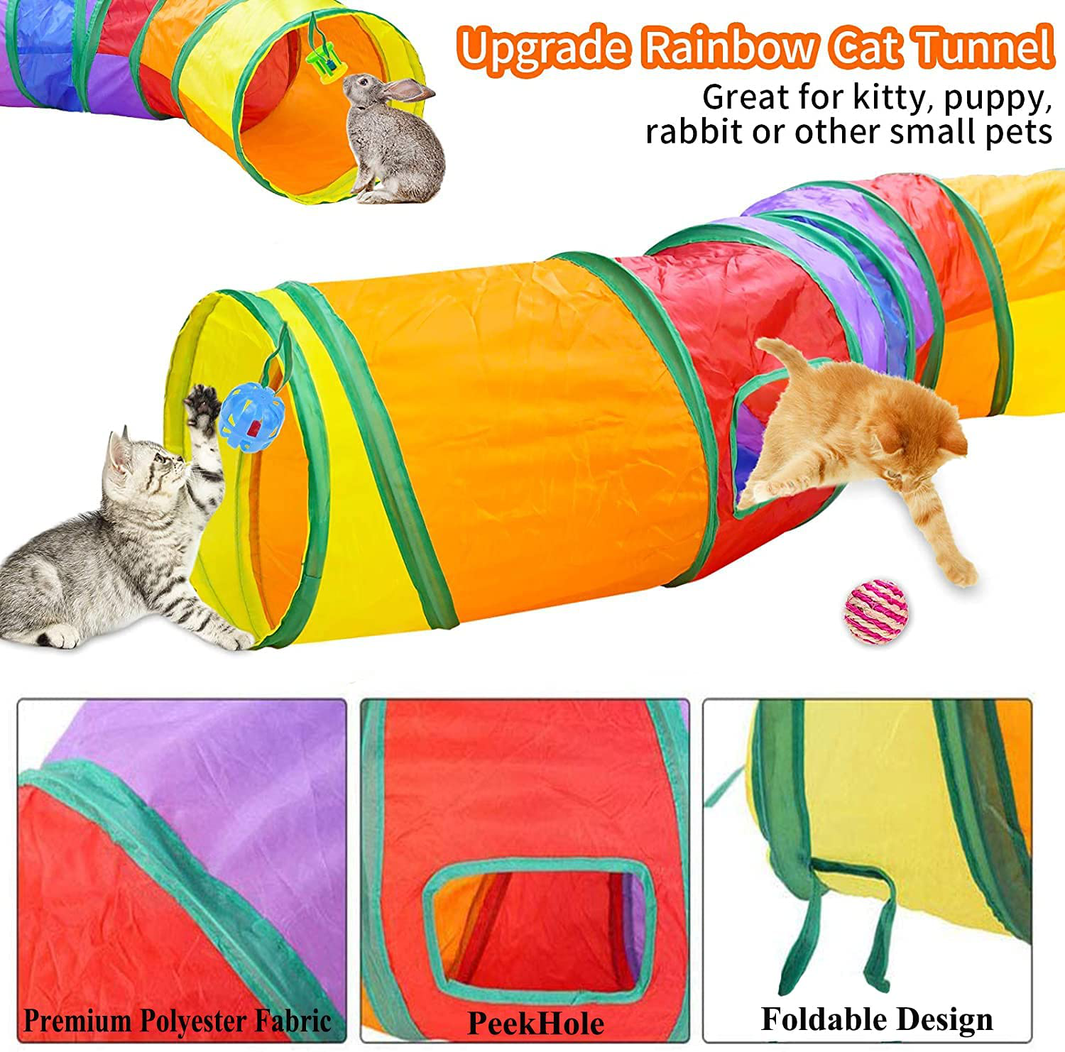 Cat Toys Assorted, 32 Pcs Cat Toys Kitten Toy with Cat Tunnel Interactive Cat Feather Toy Catnip Fish Fluffy Mouse Balls and Bells Toy for Cat Puppy Kitty Kitten Animals & Pet Supplies > Pet Supplies > Cat Supplies > Cat Toys iRabey   