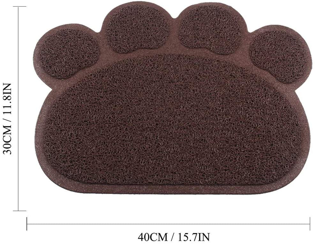 Optokeko Cat Dish Bowl Food Water Feeding Placemat, PVC Non-Slip Cat Litter Trapping Mat Paw Shape for Cat Litter Boxes Pet Dog Cat Puppy Kitten 15.7" X 11.8" (Brown) Animals & Pet Supplies > Pet Supplies > Cat Supplies > Cat Litter Box Mats Optokeko   