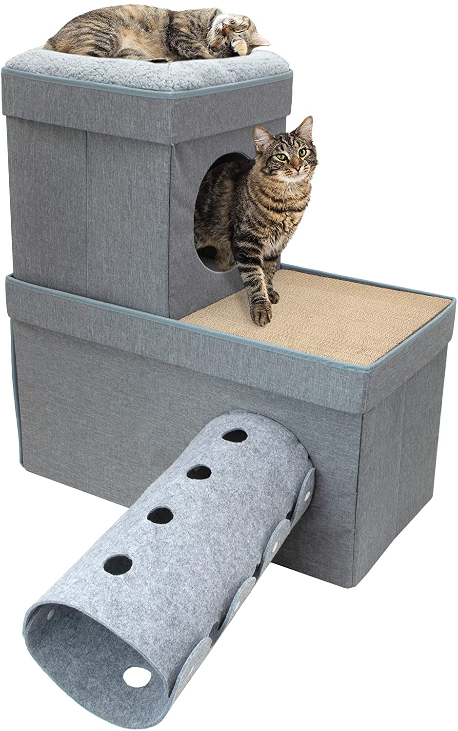 Kitty City Large Stackable Tan Cat Condo, Cat Cube, Cat House, Pop