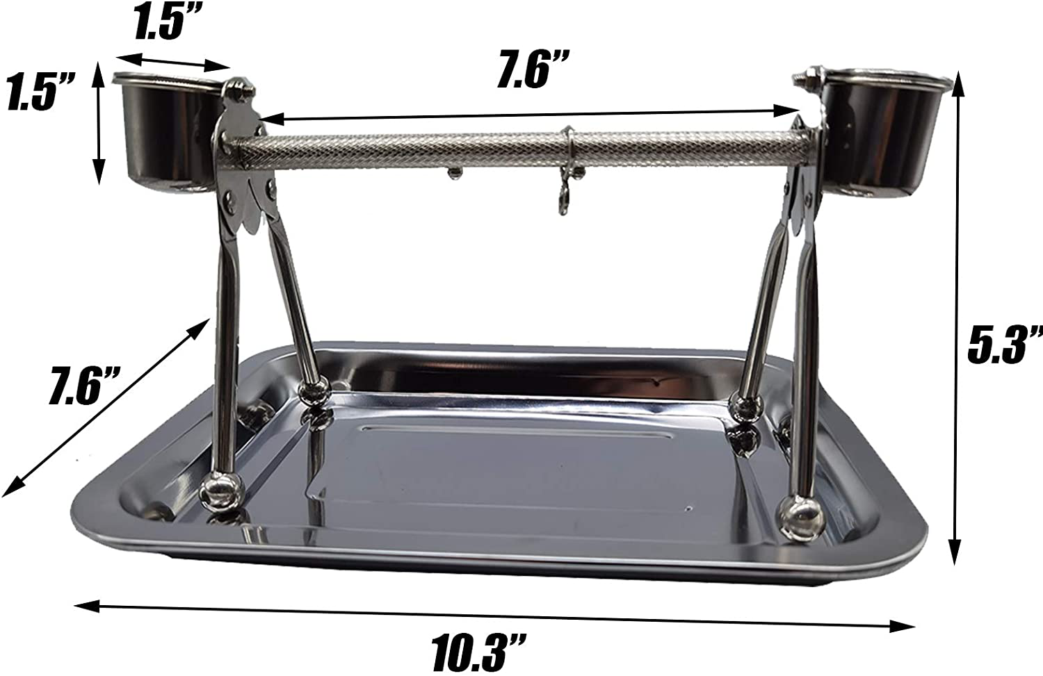 Tfwadmx Parrot Playstand,Stainless Steel Bird Playgound Play Gym Platform Table Top Perch with Feeding Cups Tray for Conure Parakeet Lovebird Cockatiel. Animals & Pet Supplies > Pet Supplies > Bird Supplies > Bird Gyms & Playstands Tfwadmx   