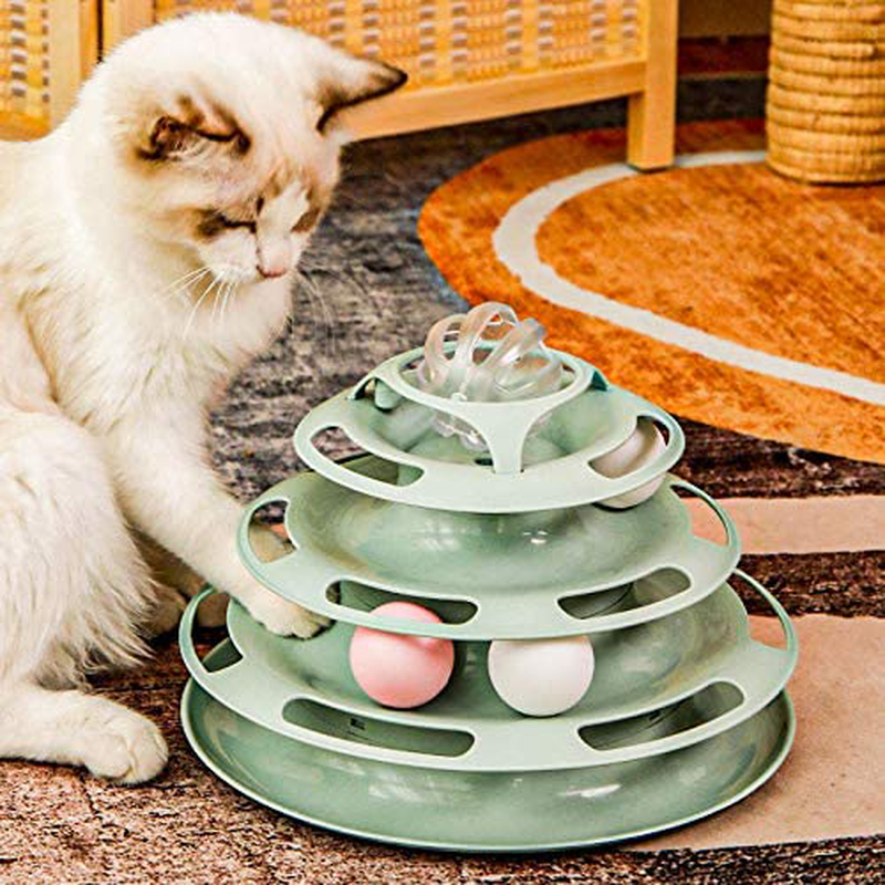 Beecute 2021 Upgrade Cat Roller Toy Towers Tracks Roller for Indoor Cats with 4 Colorful Balls & Cat Mouse Spring Teaser Interactive Multiple Kitten Fun Exercise Puzzle Toys Animals & Pet Supplies > Pet Supplies > Cat Supplies > Cat Toys BeeCute   