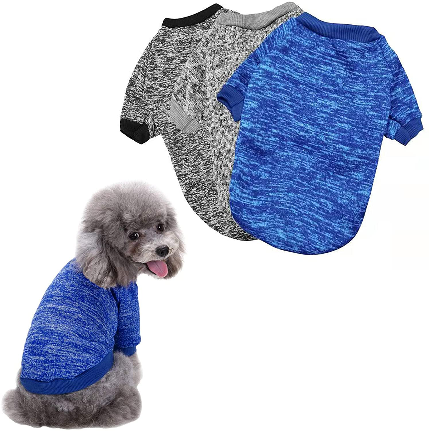 Pack of 3 Dog Hoodies Knitwear Dog Sweaters Stretchy Pet Clothes Soft Puppy Pullover Cat Hooded Shirts Casual Dog Sweatshirts for Small Dogs Cats Warm Dog Shirts Winter Puppy Sweater Animals & Pet Supplies > Pet Supplies > Dog Supplies > Dog Apparel K ERATISNIK Dark Colors Medium 