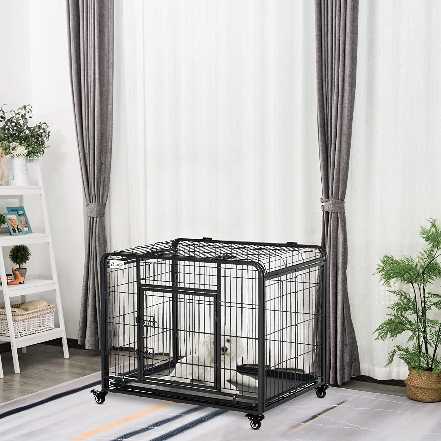 Pawhut Folding Design Heavy Duty Metal Dog Cage Crate Kennel