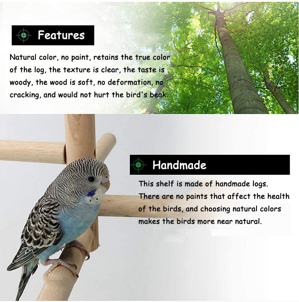 NAPURAL Wyunpets Bird Perch, Parrot Birdcage Stand Natural Toys Natural Wooden Activity Branches Climbing Stairs for Conure Parakeet Budgie Cockatiels Lovebirds Animals & Pet Supplies > Pet Supplies > Bird Supplies > Bird Ladders & Perches NAPURAL   