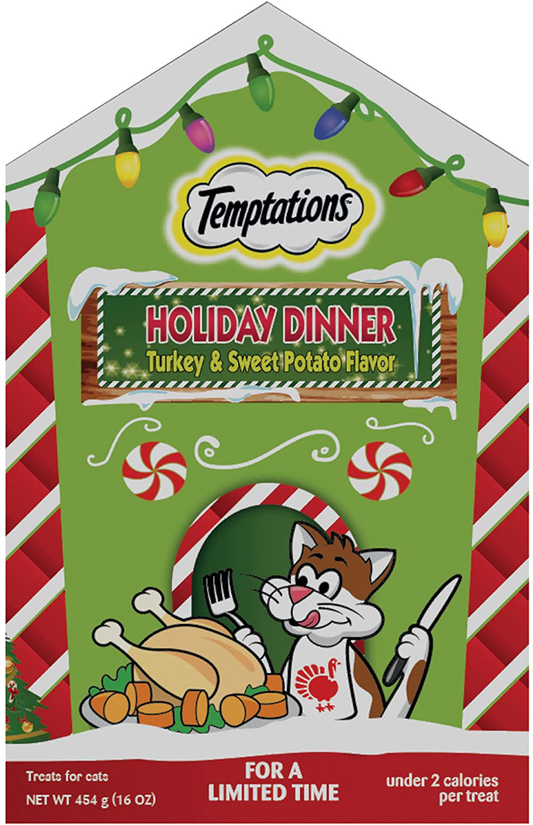 TEMPTATIONS Classic, Crunchy and Soft Cat Treats, Holiday Dinner Turkey and Sweet Potato Flavor, 16 Oz. Pouch Animals & Pet Supplies > Pet Supplies > Cat Supplies > Cat Treats Temptations   