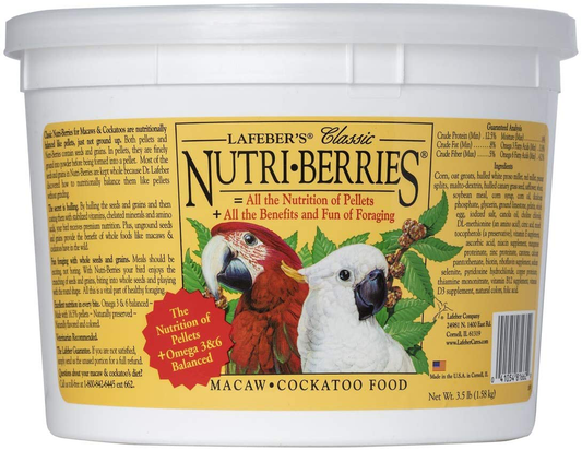 Lafeber'S Classic Nutri-Berries for Macaw / Cockatoo 3.5 Lb. Tub Animals & Pet Supplies > Pet Supplies > Bird Supplies > Bird Food LAFEBER'S 3.5 lb  