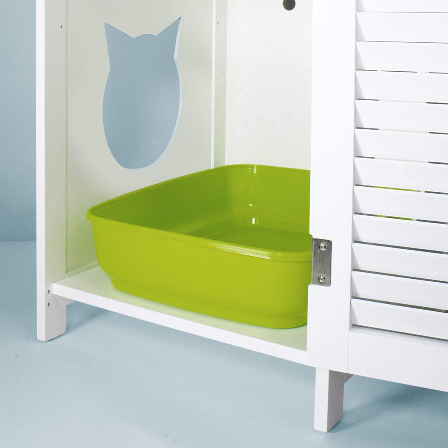 Penn-Plax Cat Walk Furniture: Contemporary Home Cat Litter Enclosure - Storage Drawer, Inner Shelf, and Shutter Style Door