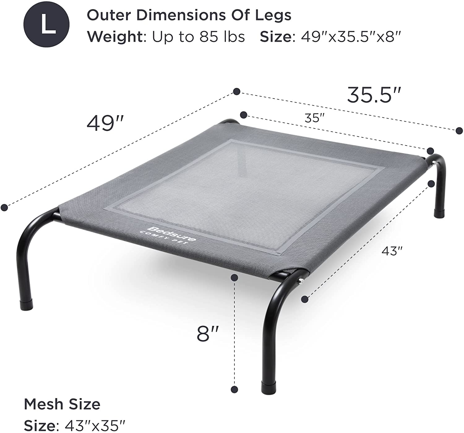 Bedsure Elevated Dog Bed, Ourdoor Raised Dog Cots Beds with No-Slip Feet, Stable Frame & Durable Supportive Teslin Recyclable Mesh, Breathable, Indoor and Outdoor Pet Beds, Fits up to 40-85 Lbs, S-L Sizes Animals & Pet Supplies > Pet Supplies > Dog Supplies > Dog Beds Bedsure   