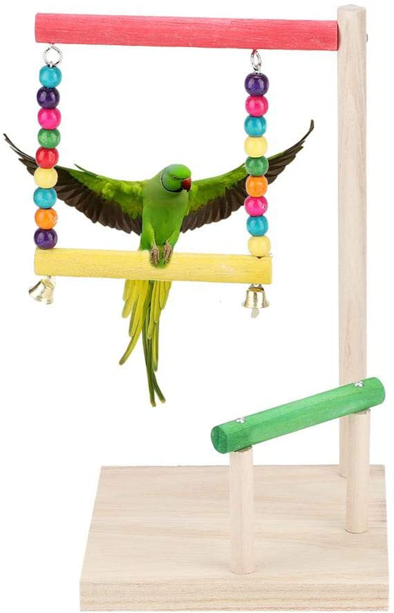 TOPINCN Playstand, Wooden Bird Play Stand Cockatiel Playground Wood Perch Gym Bird Swing Toys Exercise Playgym Animals & Pet Supplies > Pet Supplies > Bird Supplies > Bird Gyms & Playstands TOPINCN   