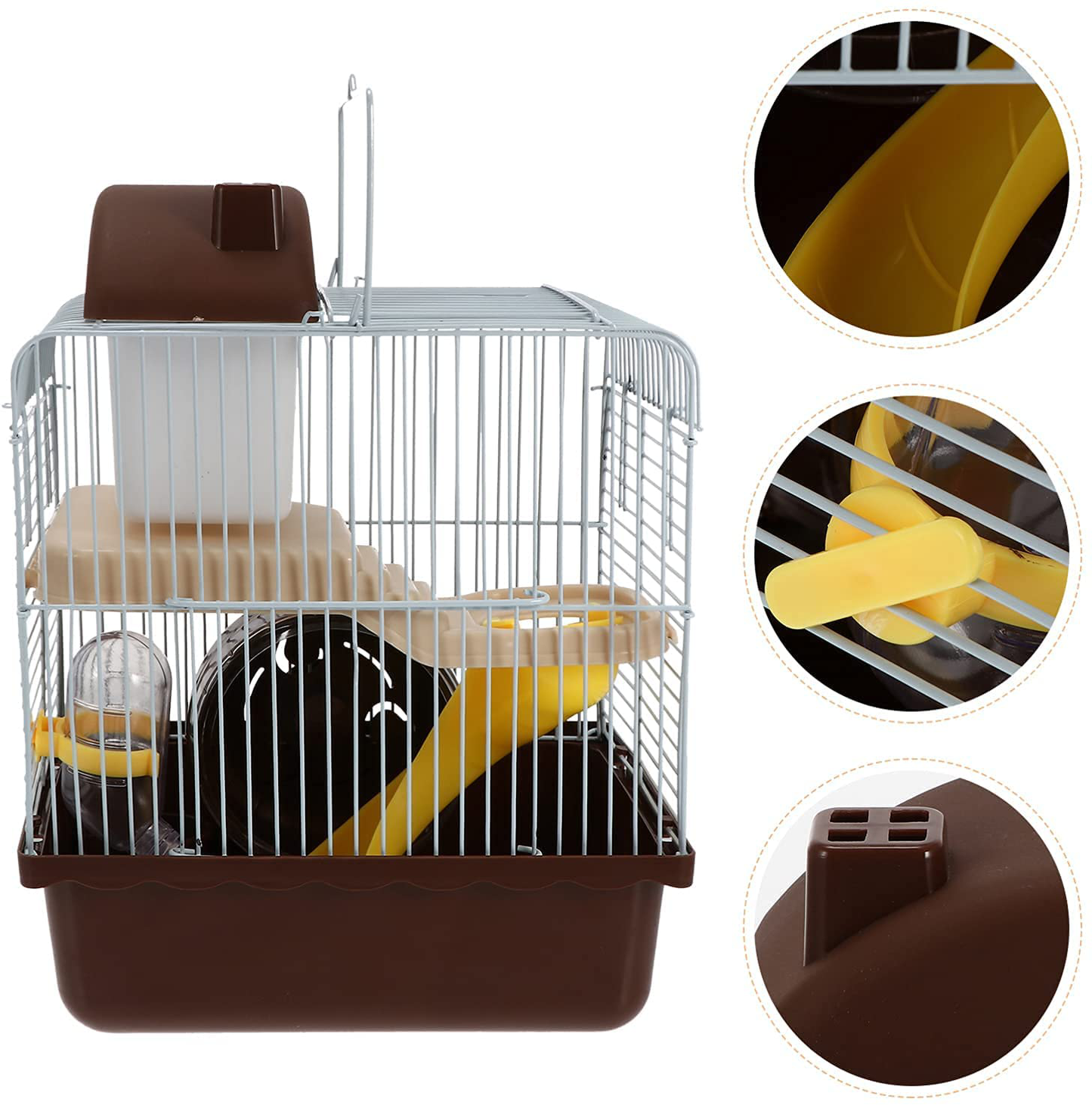 STOBOK Hamster Cage Portable Double Layer Wire Habitat Small Animal Critter House Cage Pet Playpen Activity Exercise Centre for Rodent Gerbil Mouse Mice Rat Accessories Coffee Animals & Pet Supplies > Pet Supplies > Small Animal Supplies > Small Animal Habitat Accessories STOBOK   