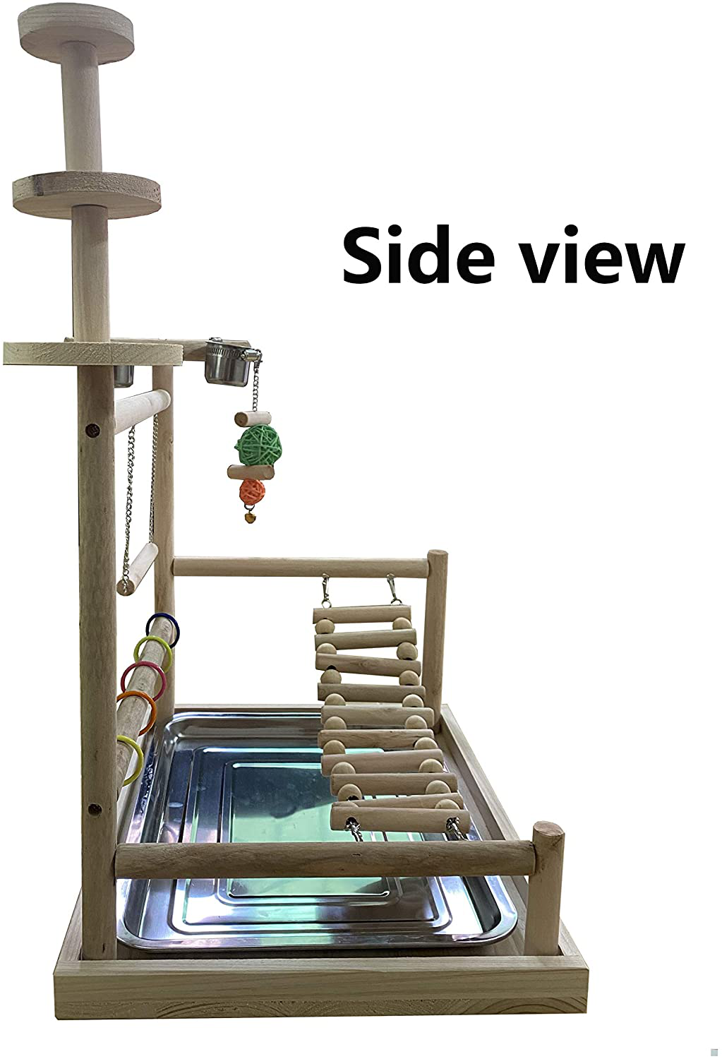 NAPURAL Wyunpets Bird Perch Platform Stand Wood Bird Playground for Small Animals Parrot Parakeet Conure Cockatiel Budgie Gerbil Rat Mouse Chinchilla Hamster Cage Accessories Exercise Toys Sector