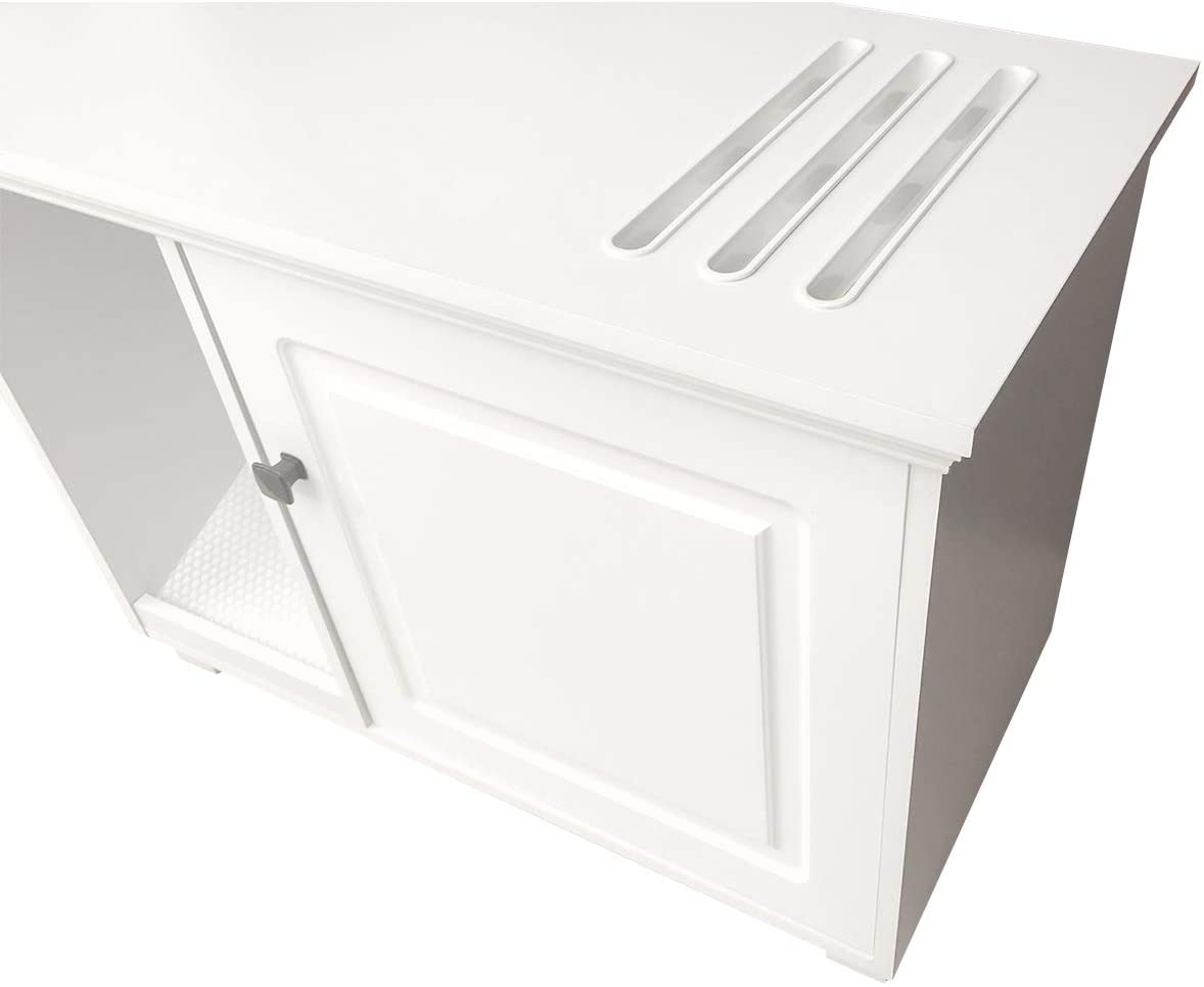 Roomfitters Cat Washroom Storage Bench Cat Litter Box Enclosure Furniture, White Animals & Pet Supplies > Pet Supplies > Cat Supplies > Cat Furniture roomfitters   