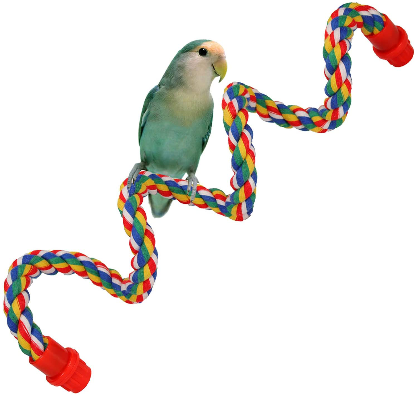 Bird Rope Perch Comfy Cotton Spiral Bungee Swing Climbing Standing Ladder for Bird Cage Parrot Toy Free Bending Animals & Pet Supplies > Pet Supplies > Bird Supplies > Bird Ladders & Perches iLeson   