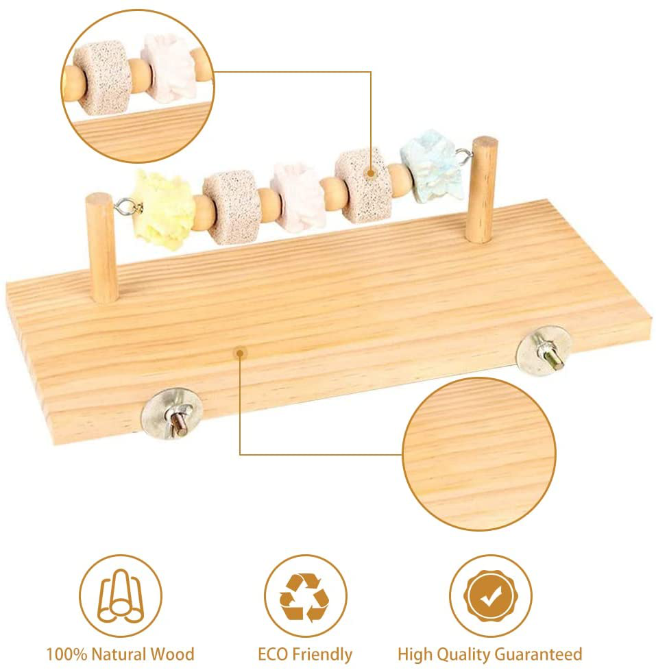 Bird Perches Cage Toys, Bird Wooden Play Gyms Stands Natural Wood Bird Perch with Chewing Toys Grinding Perch Stone 31.5X13.5X1.5Cm Animals & Pet Supplies > Pet Supplies > Bird Supplies > Bird Gyms & Playstands LALFPET   