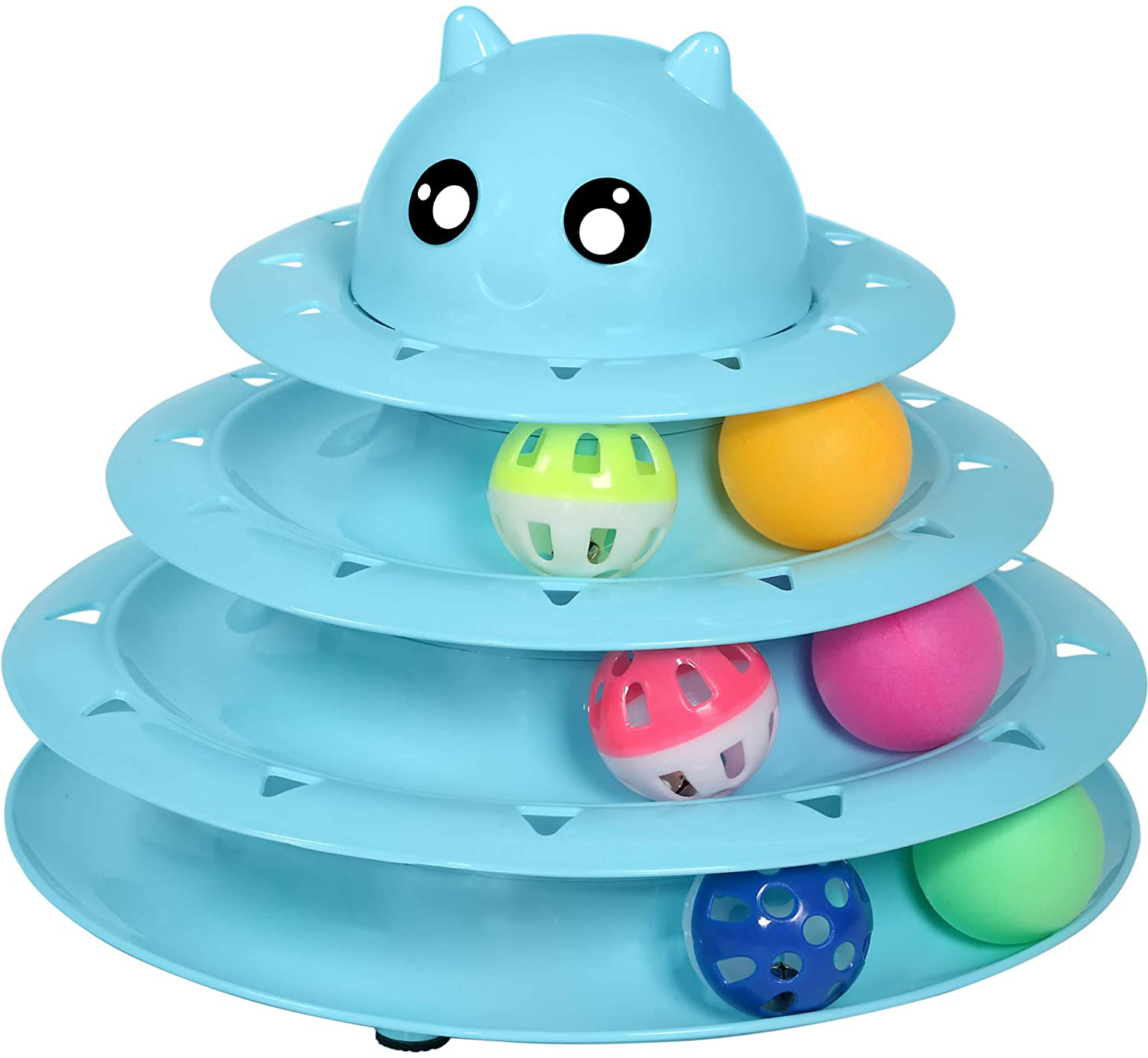 UPSKY Cat Toy Roller 3-Level Turntable Cat Toys Balls with Six Colorful Balls Interactive Kitten Fun Mental Physical Exercise Puzzle Kitten Toys. Animals & Pet Supplies > Pet Supplies > Dog Supplies > Dog Treadmills UPSKY blue  
