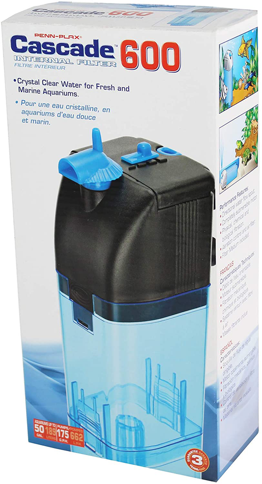 Penn-Plax Cascade 600 Submersible Aquarium Filter Cleans up to 50 Gallon Fish Tank with Physical, Chemical, and Biological Filtration, CIF3 Animals & Pet Supplies > Pet Supplies > Fish Supplies > Aquarium Filters Monster Pets   