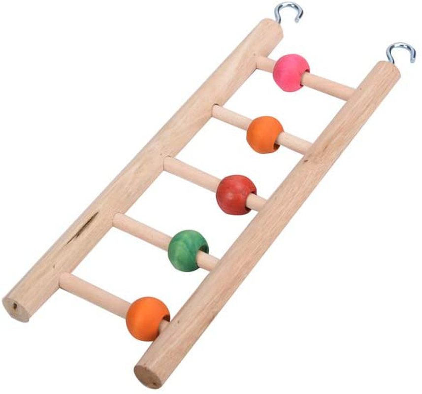 QBLEEV Bird Ladders for Parakeets, Parrot Wooden Ladders Cage Perch Stands with Colorful Beads,