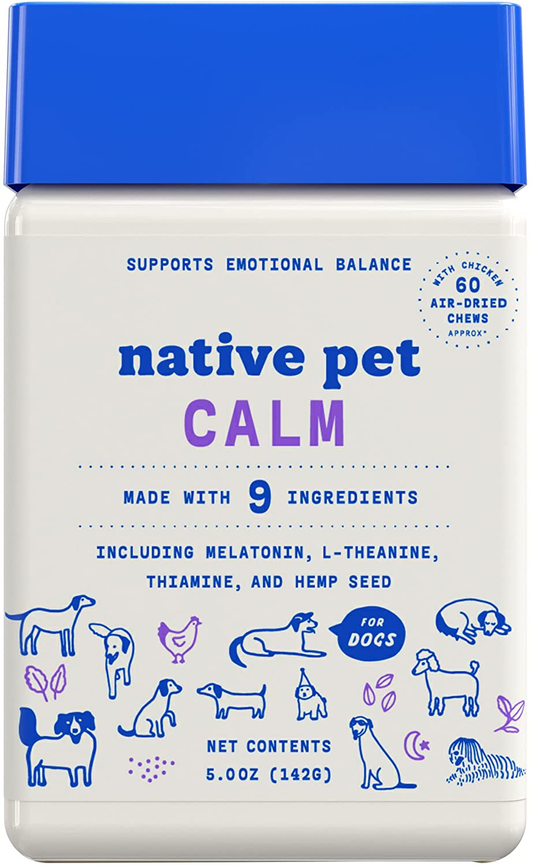 Native Pet Calming Chews for Dogs | All-Natural Dog Calming Chews - Anxiety Relief Treats & Dog Relaxants | Dog Melatonin with Hemp, L-Theanine & Thiamine | Leading Hemp Chews for Dogs | 60 Servings Animals & Pet Supplies > Pet Supplies > Small Animal Supplies > Small Animal Treats Native Pet   