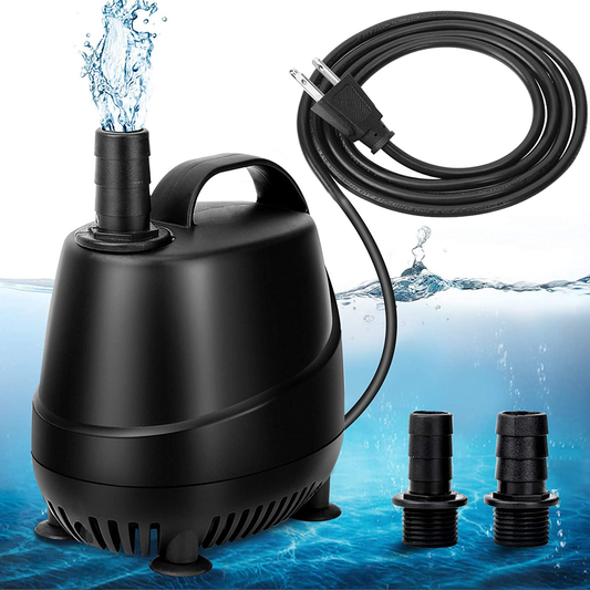 AQQA 265-920GPH Aquarium Submersible Water Pump with 2 Nozzles, Fountain Pump for Water Removal and Drainage Sump Cleaning for Aquarium, Pond, Fish Tank, Hydroponics, Backyard (20W) Animals & Pet Supplies > Pet Supplies > Fish Supplies > Aquarium & Pond Tubing AQQA 920 GPH  