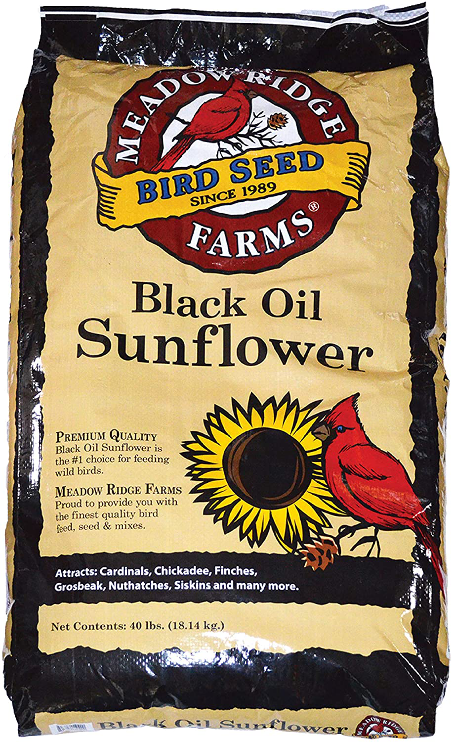 Meadow Ridge Farms Black Oil Sunflower Bird Seed Animals & Pet Supplies > Pet Supplies > Bird Supplies > Bird Food Meadow Ridge Farms 40 Pound (Pack of 1)  