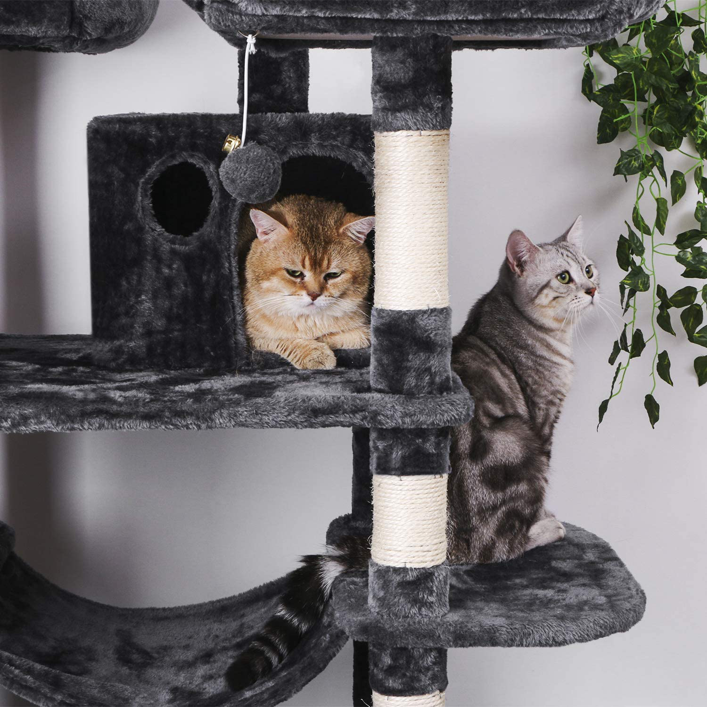 BEWISHOME Large Cat Tree Condo with Sisal Scratching Posts Perches Houses Hammock, Cat Tower Furniture Kitty Activity Center Kitten Play House MMJ03 Animals & Pet Supplies > Pet Supplies > Cat Supplies > Cat Furniture BEWISHOME   