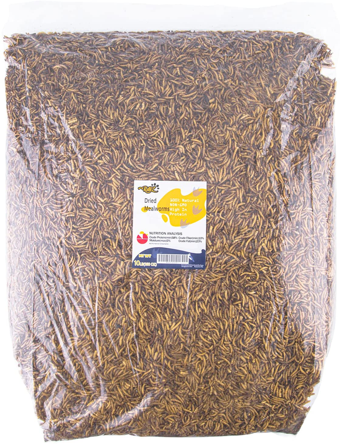 RANZ 5LB & 10LB Non-Gmo Dried Mealworms for Chicken Feed, High Protein Mealworm Treats, Best for Wild Birds, Ducks, Hens, Fish, Reptiles & Amphibian. Animals & Pet Supplies > Pet Supplies > Bird Supplies > Bird Treats RANZ 10 Pound (Pack of 1)  
