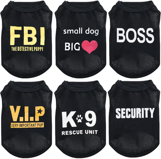 Puppy Clothes for Small Dog Boy Summer Shirt for Chihuahua Yorkies Male Pet Outfits Cat Clothing Black Vest Funny Apparel …… Animals & Pet Supplies > Pet Supplies > Cat Supplies > Cat Apparel Likemi 6pack Medium 
