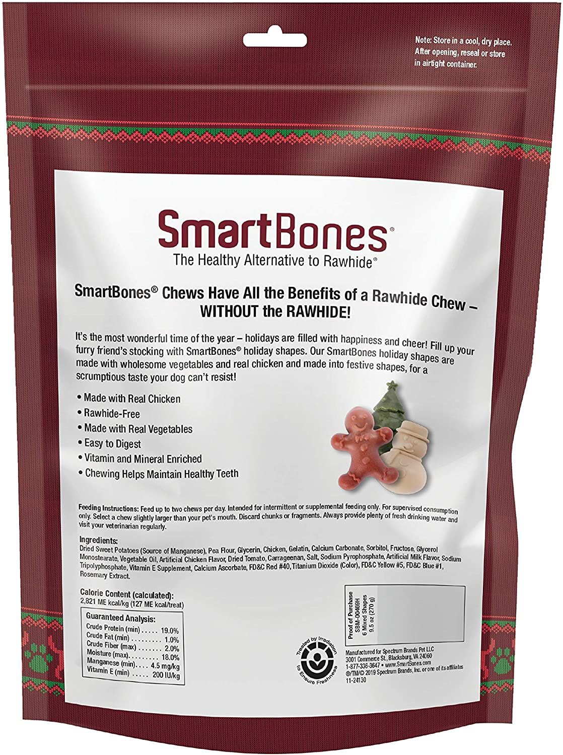 Smartbones Holiday Chews, Treat Your Dog to Fun Shaped Rawhide Free Chews Made with Real Chicken Animals & Pet Supplies > Pet Supplies > Small Animal Supplies > Small Animal Treats SmartBones   