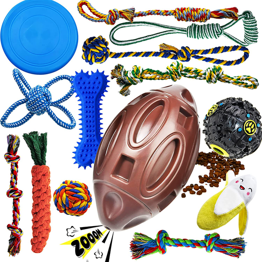 Dog Chew Toys for Puppies Teething, Puppy Toys 16 Pack Dog Toys for Aggressive Chewers Puppy Chew Toys Dog Toy Bundle Small Dog Squeaky Toys Iq Treat Ball Pet Toys for Small Dogs Animals & Pet Supplies > Pet Supplies > Dog Supplies > Dog Toys SHARLOVY football  
