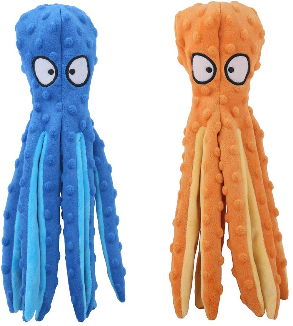 CPYOSN Dog Squeaky Toys Octopus - No Stuffing Crinkle Plush Dog Toys for Puppy Teething, Durable Interactive Dog Chew Toys for Small to Medium Dogs Training and Reduce Boredom, 2 Pack Animals & Pet Supplies > Pet Supplies > Dog Supplies > Dog Toys CPYOSN Blue+Orange  